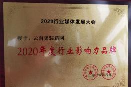 云南集装箱网荣膺“2020年度行业影响力品牌”