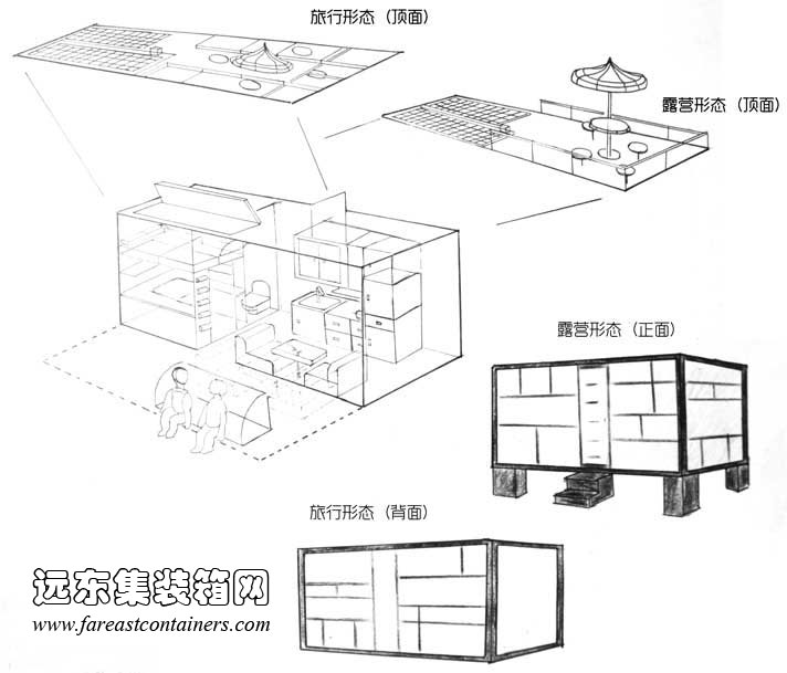 集装箱活动房创意设计：折扇集装箱